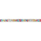 Bannière métallisée - Pois arc-en-ciel - Happy Birthday - 12'